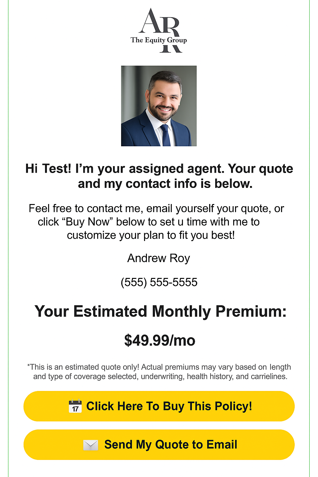 Final quote results - displaying policy pricing and carriers